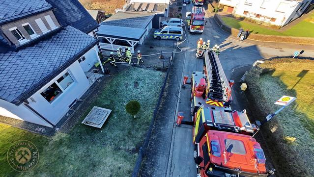 Fire brigade, police and ambulance in action on the Gierskopp (drone photo).