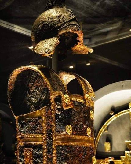 The cuirass and helmet of King Philip II of Macedon, father of Alexander the Great