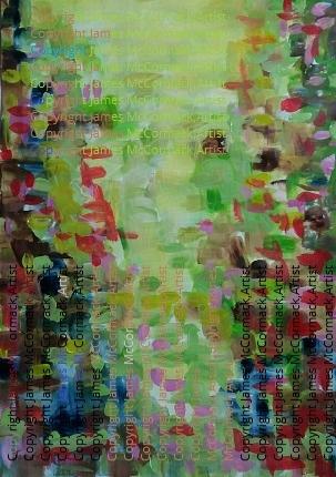 Forest Sunlight Abstract is an impression of yellow light from the sun on green leaves, illuminating a verdant glade.