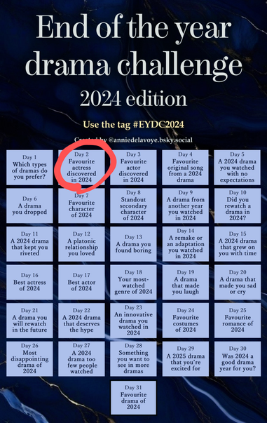 End of the year drama challenge 2024 edition 

Handmade circle on day 2 case