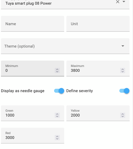 setiings for gauge chart in home assistant