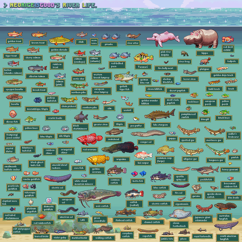 lots of pixelart fish