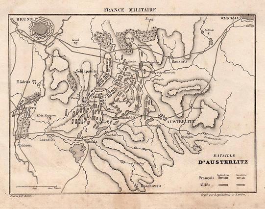 map of Austerlitz battlefield from from La France militaire (1838)