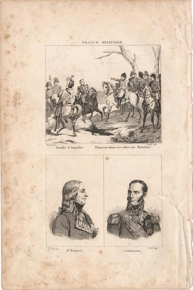 from La France militaire (1838):

top: engraving, Napoleon giving orders to his marshals
bottom: engraved portraits of d'Hautpoul., Caulaincourt