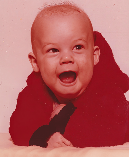 Baby Foto von mir. Mit AI aufbereitetes Bild, dass hier am 30. September 2024 hochgeladen wurde.