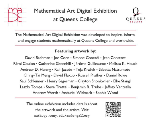 Announcement for exhibition with names and QR code