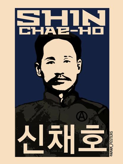 A ilustração em tons de preto cinza e fundo azul retrata Shin Chae-ho, anarquista coreano e ativista da independência da Coréia.

Ele foi o autor do rascunho do "Manifesto Revolucionário Coreano" emitido pelo Bando dos Heróis, um grupo terrorista revolucionário responsável por uma campanha de resistência violenta ao colonialismo japonês na década de 1920.