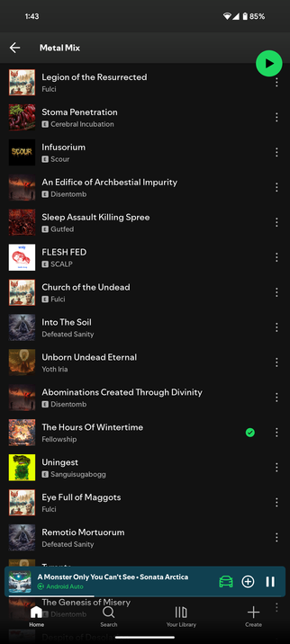 It's a list of songs from a Spotify Mix of various artists, including Fulci, Scour, Youth Iria, and many more!