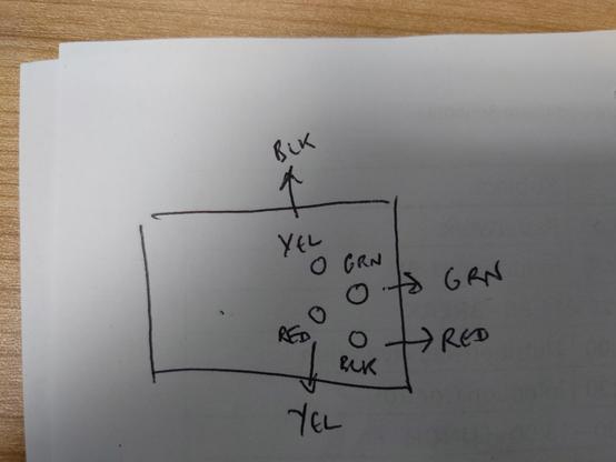The two sockets are terminated with coloured wires, but wired up differently!