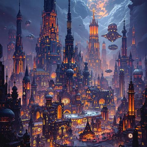 This image depicts a futuristic cityscape where ancient mysticism meets cutting-edge technology, blending fantasy and sci-fi elements with rich color contrast and intricate architectural details, set against a deep blue and purple backdrop

Created by Chris Grey (@minus1digit) on Dec 3, 2024 using the Flux PRO v1.1 Ultra AI image generator model.
