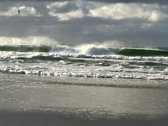 Stormy sea with white horses.