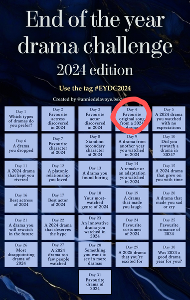 End of the year drama challenge 2024 edition 

Handmade circle on case 4