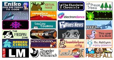 Screenshot of the enkisoftware website LINKS section showing two dozen colourful buttons linking to other independent websites.