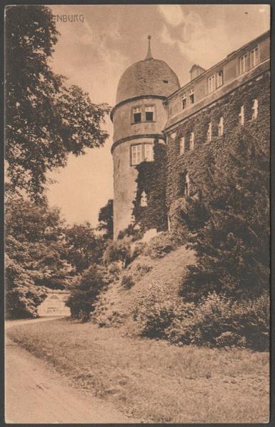 Printed sepia postcard showing a view of the Schloss Hinnenburg near Brakel in Germany.
Published by Cramers Kunstverlag, Dortmund, No 27746, c.1910.
Postally unused.
Good condition, with slight corner bumps, but small crease to bottom left corner.