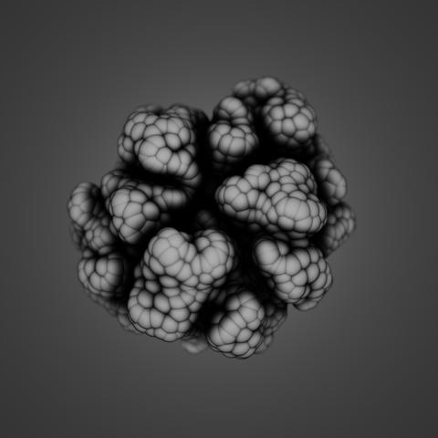 A collection of spheres arranged to form an organic shape.