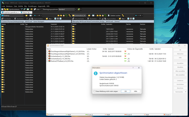 Using WinSCP to keep up-to-date with my Amiga games collection.