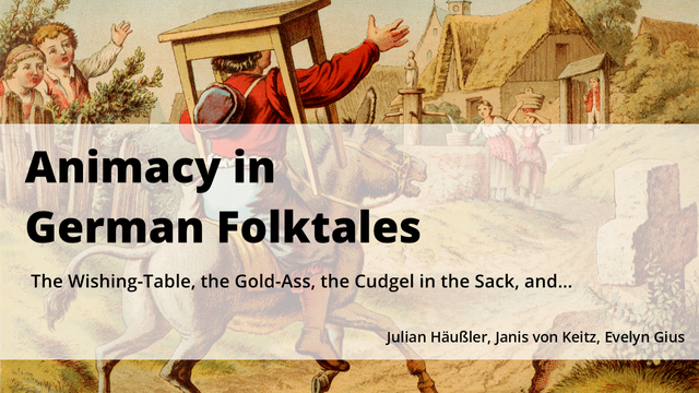 Title slide of the presentation with a depiction of a scene from The Table, The Ass and the Stick. Image is in the public domain. Source: https://en.wikipedia.org/wiki/File:Tischlein_deck_dich_(2).jpg