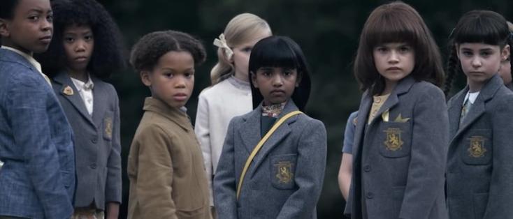 Kimara-Mai Petit, Erin Ainsworth, Natalia Harris, Kaylen Luke, and Billie Gadsdon in The Midwich Cuckoos