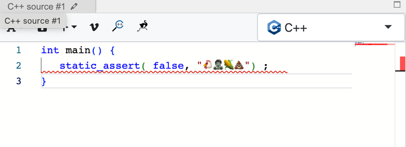 int main() {
   static_assert( false, "🐔🧟‍♂️🌽💩") ;   
}