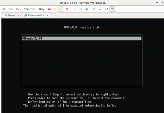 The GRUB boot menu