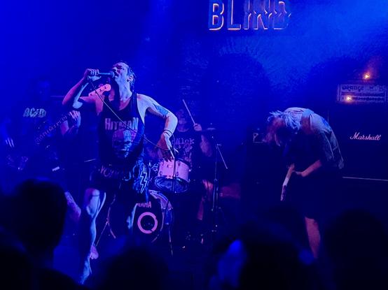 pigs x 7 rocking out on stage