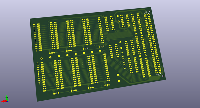 Le rendu en 3D du même PCB vu côté pistes