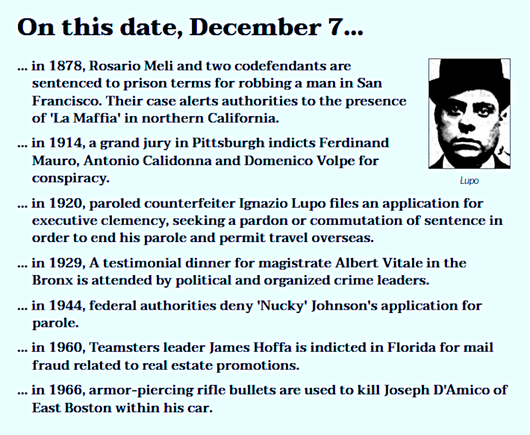 Collection of crime history items from December 7
