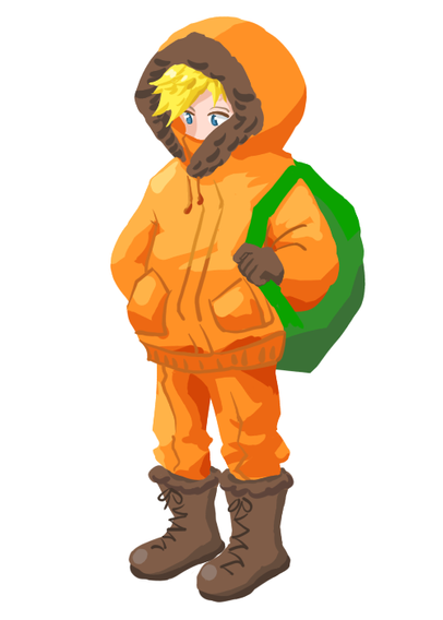 Kenny in anime style waiting at the bus stop.