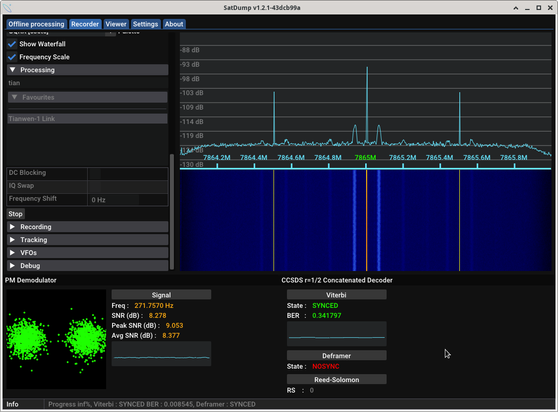 Screenshot of #SatDump decoding Tianwen-1 with Dwingeloo Telescope