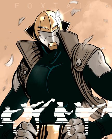 Ritratto a fumetti a mezzobusto del personaggio Foxtail, tratto dalla serie Attica di Giacomo Keison Bevilacqua