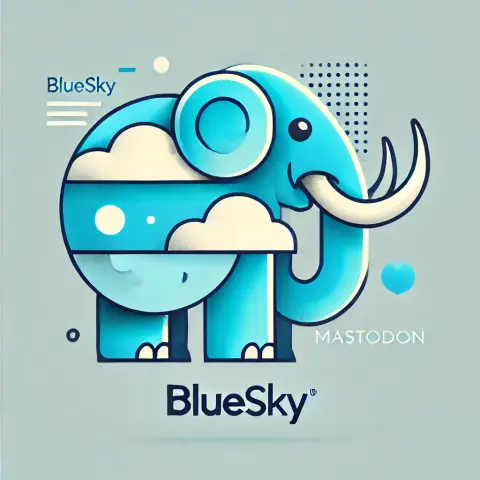 a mash-up of the Mastodon and Bluesky logos, shamelessly and hastily created with Dall-E