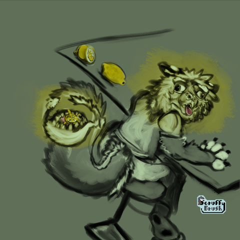 Tuna eating a lemon unsure while Léon does the coughing cat meme