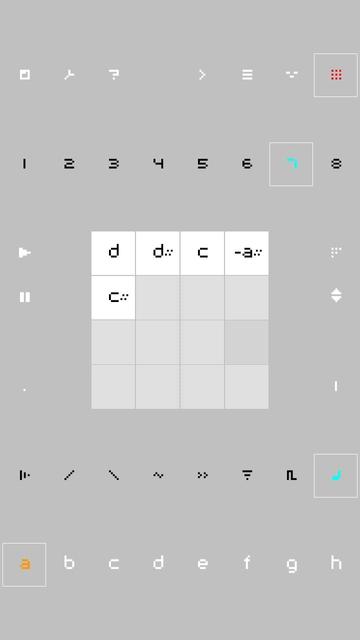 L'interface de nanoloop, un logiciel de création musicale 8bit