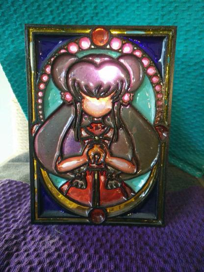 fake stained glass illustration of shampoo of ranma 1/2
