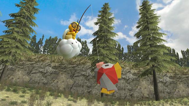 Lakitu hooked a seemingly weird-looking Cheep Cheep.