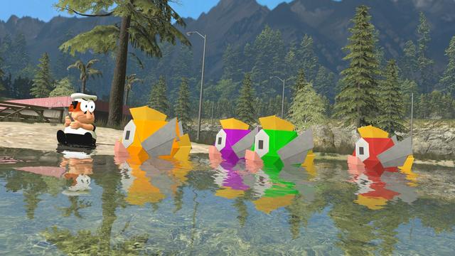 Four Cheep Cheeps dumbfound Peppino that despite being paper they swim just fine.