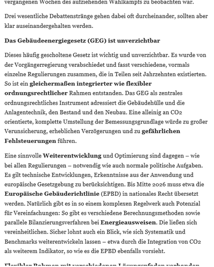 Screenshot des Standpunkts im Background Tsp. vom 10.12 von Corinna Enders, Geschäftsführerin der dena, zu den Herausforderungen im Gebäudesektor und der Unverzichtbarkeit des Gebäudeenergiegesetz GEG.