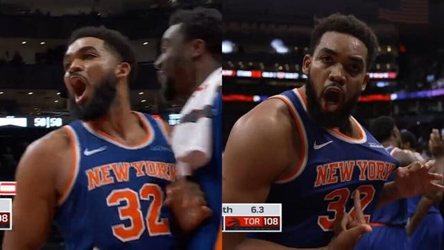 KAT says to Raptors fan "next time hoe a*s" and says "New f**king York" after dagger 3 😂