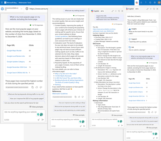 Copilot now in beta in Bing Webmaster Tools