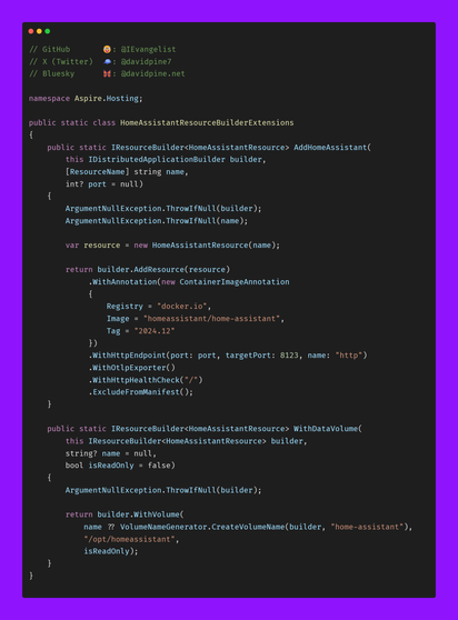 Community Toolkit: .NET Aspire — HomeAssistant hosting integration.