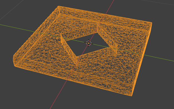 a quare plate with a parallelotope hole cut into it. the GAN-generated form from the fancy shaded penrose triangle.