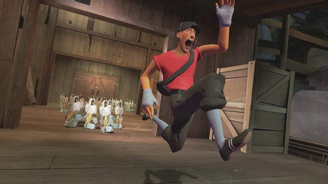 Scout is fleeing from the Dry Bones horde.