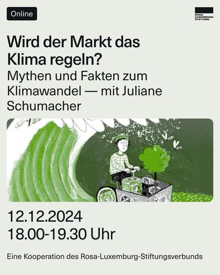 Sharepic zur Veranstaltung "Wird der Markt das Klima regeln?" der Rosa-Luxemburg-Stiftung