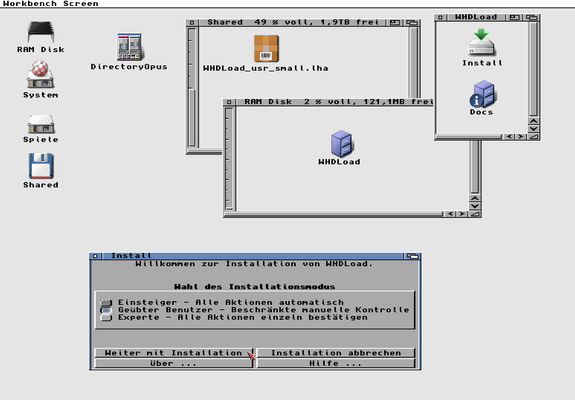 Installing WHDLoad, version 19.1 - a screenshot.