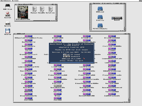 Running Space Quest III using WHDLoad 19.1.