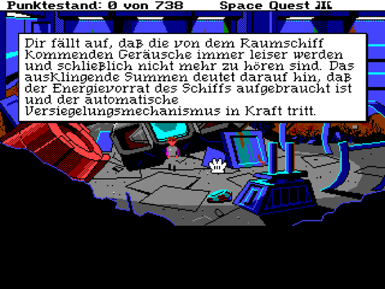 Space Quest III for Amiga... the first scene of the game.