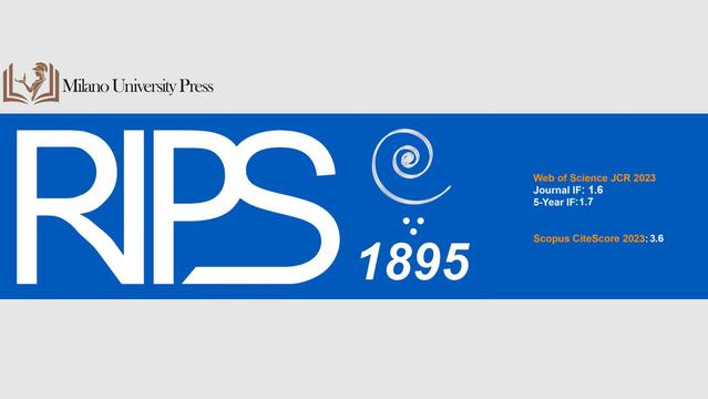 L'immagine mostra il logo della rivista "RIPS?, accompagnato dal nome "Milano University Press" e da indicatori di impatto del Journal.