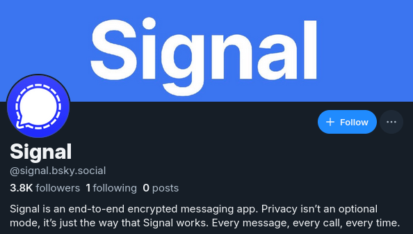 Anyone know if this is legit Signal Bluesky account? Account not listed on their website

Or maybe one day it can show the domain name which is another way for others to visually confirm @meredithmeredith.bsky.social