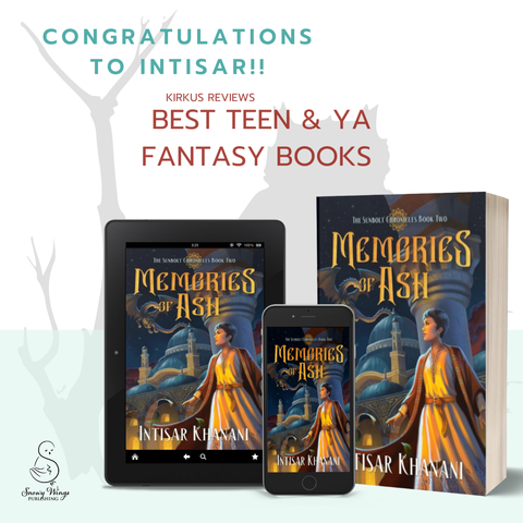 Congratulations to Intisar Khanani!! Her recent release, MEMORIES OF ASH was selected by #KirkusReviews as one of their Best Teen & YA Fantasy Books!

Image: Book cover of MEMORIES OF ASH in multiple formats. Silhouette of an owl on a tree branch, and the Snowy Wings Publishing logo.
