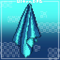 Pixel art of a hanging blue cloth showing its folds.
